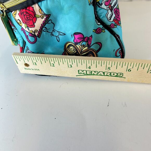 Betsey Johnson Turquoise Blue Multicolored Tea Time Print Insulated Satchel Bag - Picture 13 of 15